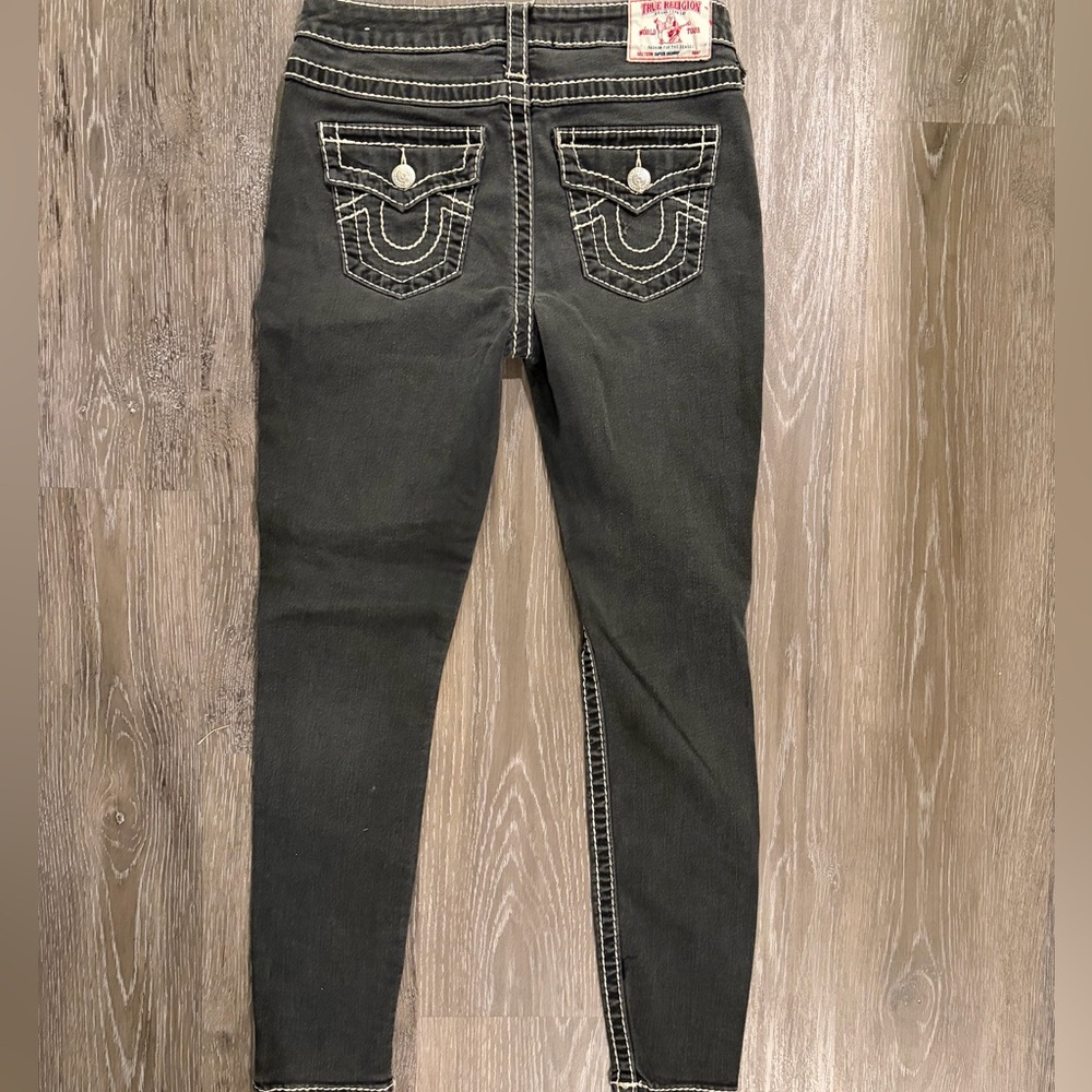 True Religion Women's Black Skinny Jeans with Contrast Stitching